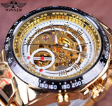 Winner New Number Sport Design Bezel Golden Watch Mens Automatic Skeleton Watch