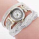 New Fashion Casual Quartz Rhinestone Watch Braided Leather Bracelet