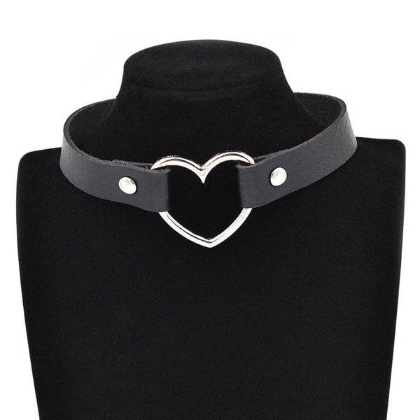 Gothic Punk Multi Color Alloy Heart Necklace Collar