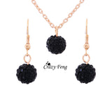 Fashion women Jewelry Sets Rhinestone ball Necklace Earrings Dangle Pendants18K Gold Plated Crystal