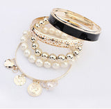 Jewelry Simulated Pearl Coins Element Avatar Statement Charm Multilayer  Bracelet For Women