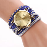 8 Colors Luxury brand Casual Leather Crystal Rivet Bracelet Watch