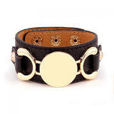 Rainbery New Monogram Leather Cuff Bracelet