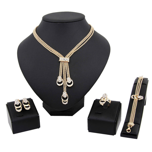 African Costume Jewelry Sets 18k Gold Plated Rhinestones Bridal  Jewelry Sets