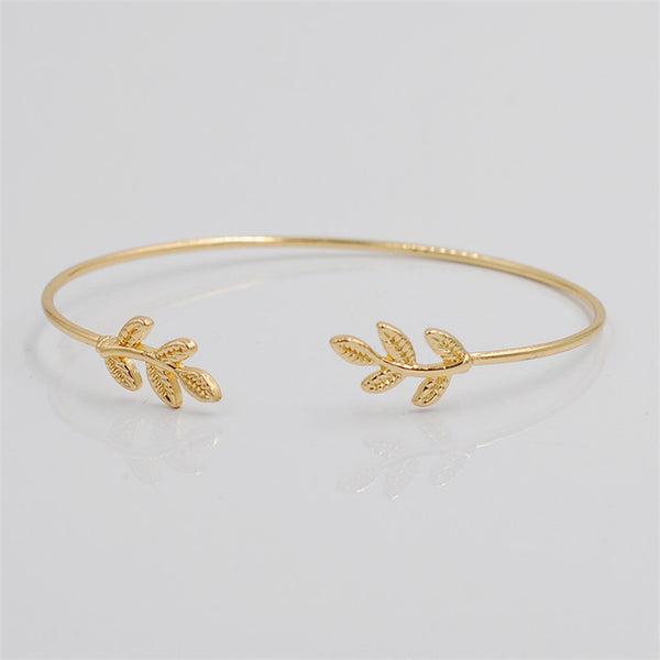 Leaves Gold & Silver Plated Fashion Open Bangle For women