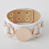 Rainbery New Monogram Leather Cuff Bracelet