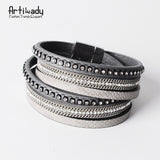 Wrap leather bangle charm winter bracelet women jewelry