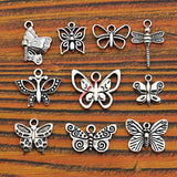 Mixed Tibetan Silver Plated Butterfly Dragonfly Charm Pendant for Bracelet