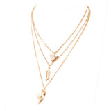 Ethnic Gold Coin Leaves Triangle Bar Round Necklace