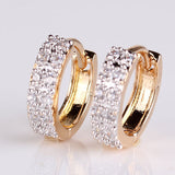 Vintage Women Round Cubic Zirconia 18K Gold Plated Earrings