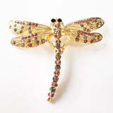 Vintage Lovely Dragonfly Crystal Scarf Lapel Pin Brooches For Women