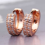 Vintage Women Round Cubic Zirconia 18K Gold Plated Earrings