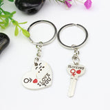 1 Pair Couple I LOVE YOU Letter Keychain Heart Key Ring Silver Plated Lovers Love Key Chain