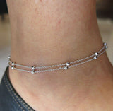 Barefoot Beach Double Chain Link Tassel Foot Bracelet Anklet Jewelry