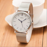 Silver Casual Geneva Quartz Watch Women Metal Mesh Stainless Steel Dress Watches