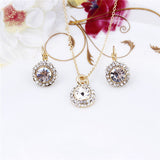 Fashion White Gold Plated Crystal Pendants Necklace/Earrings Wedding Jewelry Sets For Women