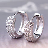 Vintage Women Round Cubic Zirconia 18K Gold Plated Earrings